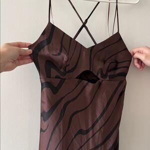House of Harlow 1960 Brown and Black Midi Dress